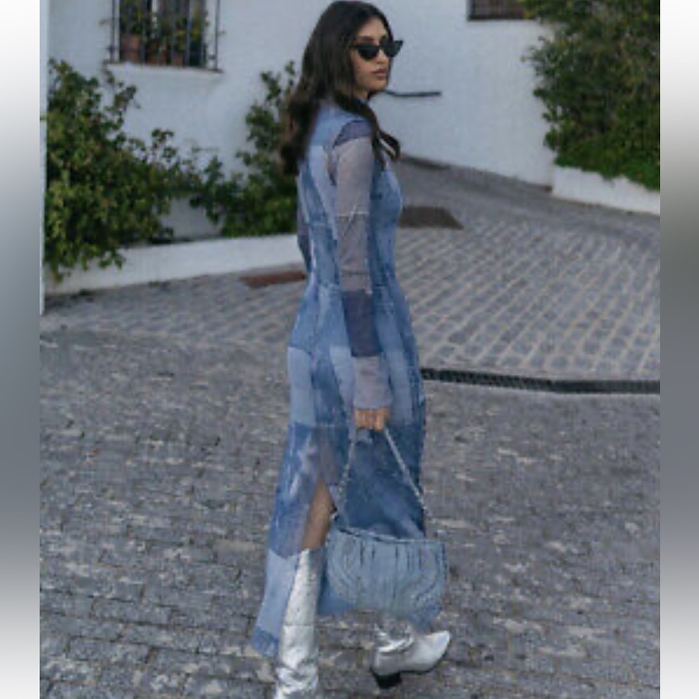 ZARA BLOGGERS FAV PATCHWORK WORK TULLE DRESS - Picture 13 of 14
